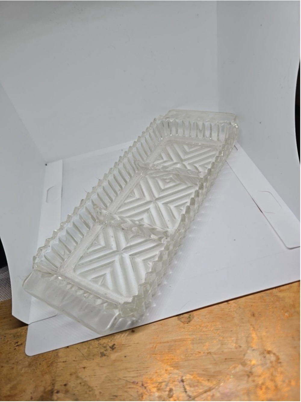 Vintage Pressed Glass 3-Section Relish Dish